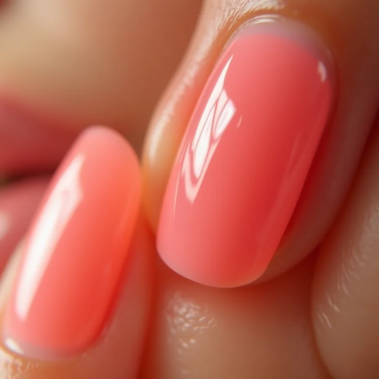 Unhas rosa claro com acabamento impecável e natural.