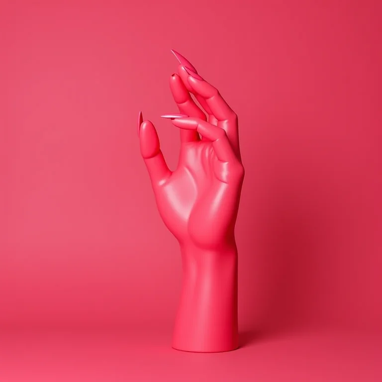 Unhas stiletto rosa pink com pose de atitude