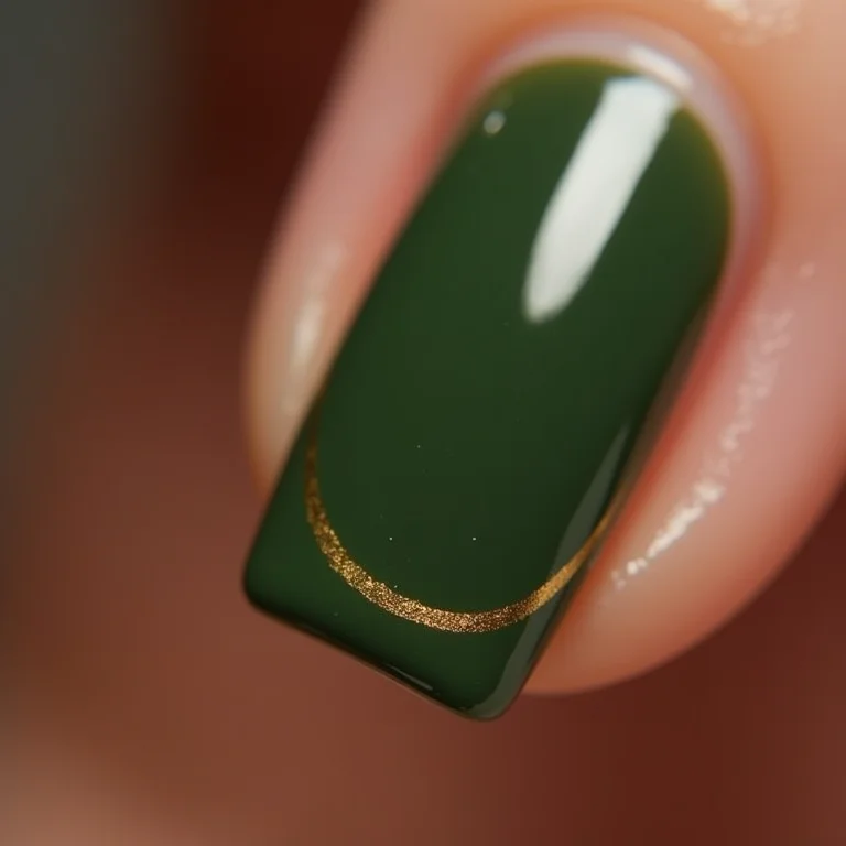 Unhas verde militar com francesinha dourada