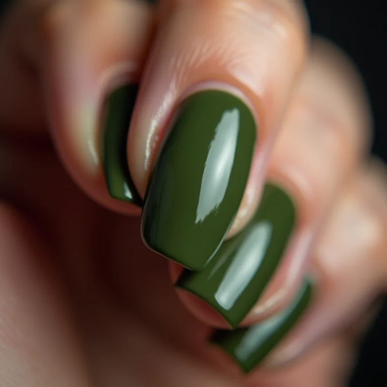 Unhas verde militar lisas com acabamento impecável