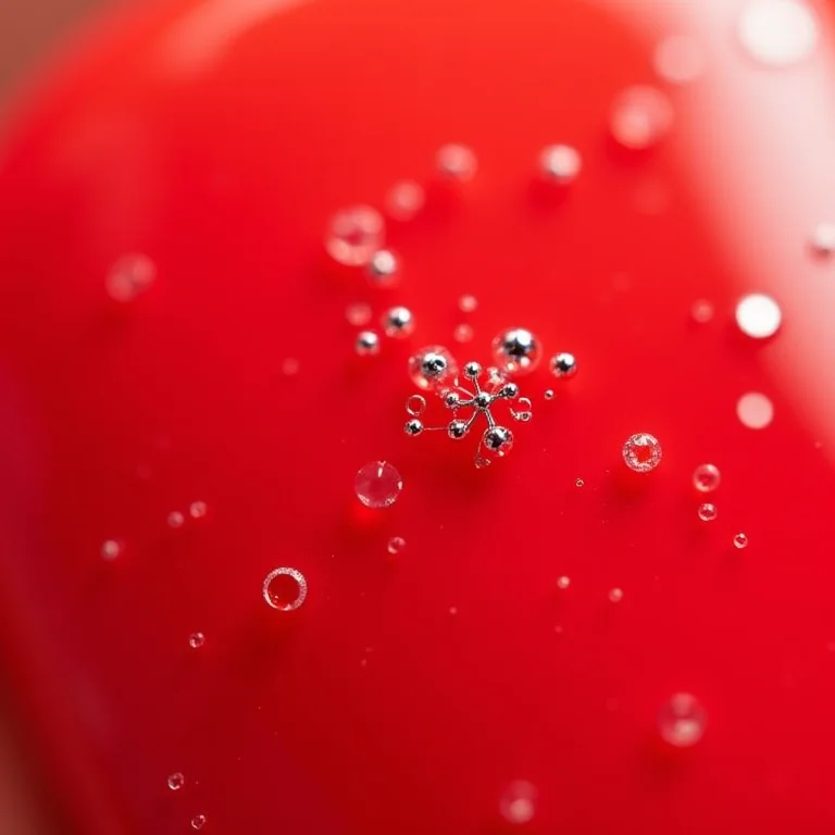 Unhas vermelhas com detalhes delicados em prata