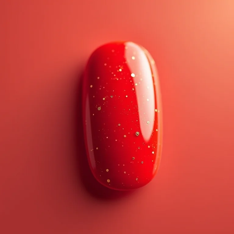 Unhas vermelhas com efeito marmorizado