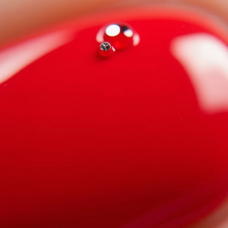 Unhas vermelhas com pedrarias em close-up