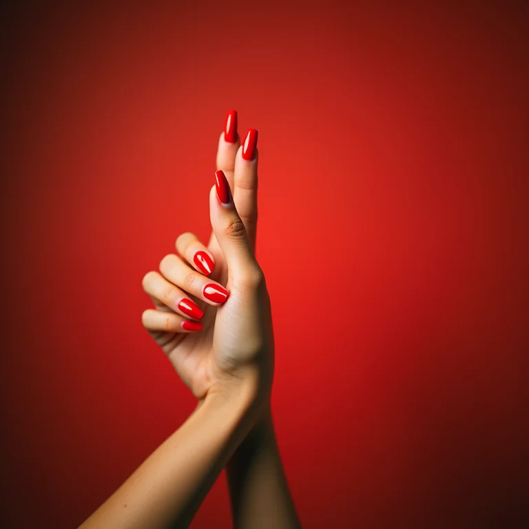 Unhas vermelhas lisas e elegantes