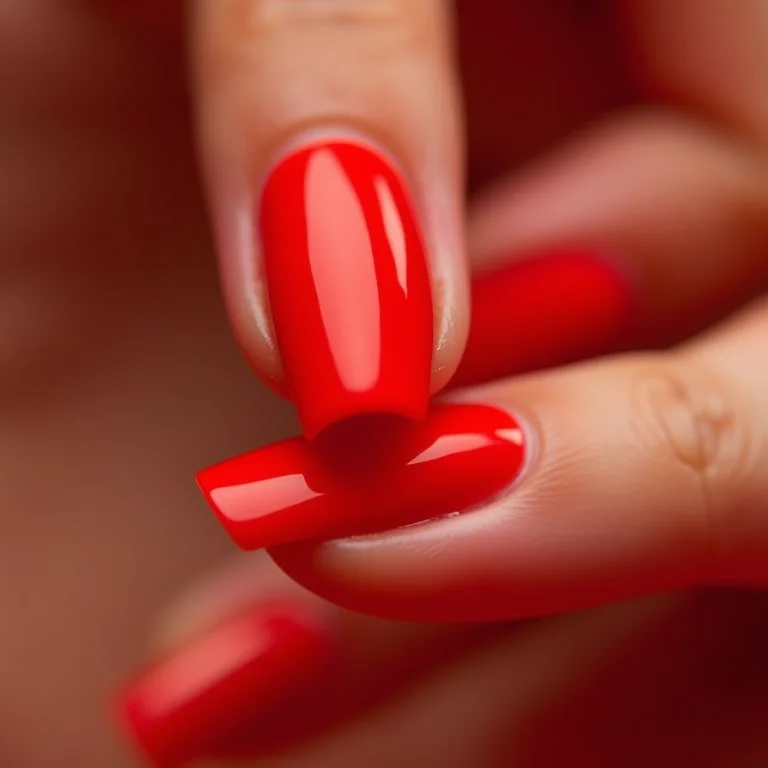 Unhas vermelhas vibrantes com cutículas impecáveis
