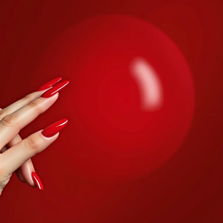 Unhas vermelho sangue brilhantes