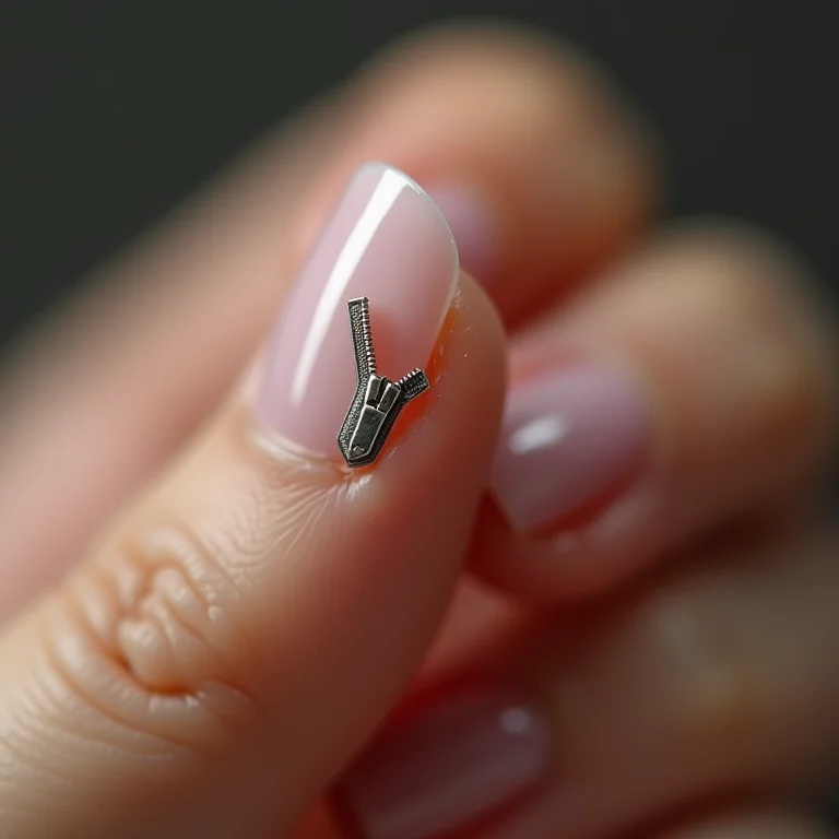 Unhas zipper minimalistas em close extremo