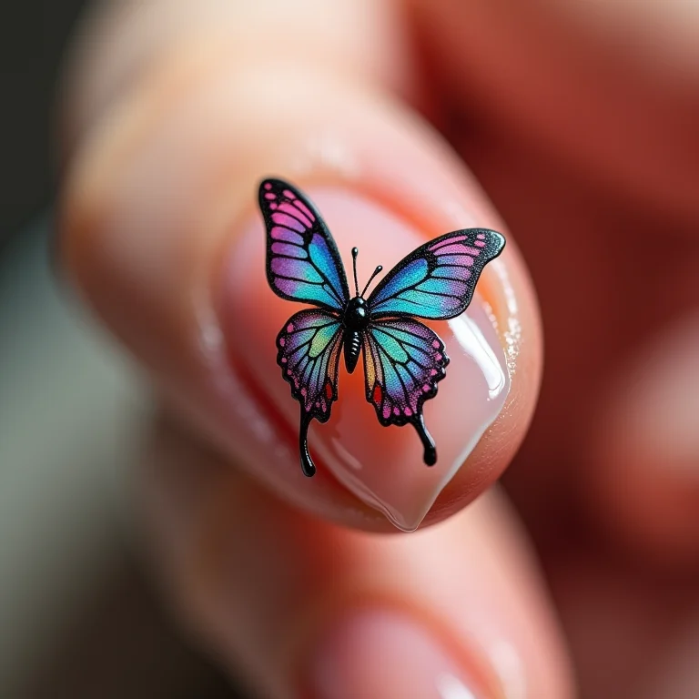 Variedade de designs de unhas com borboletas