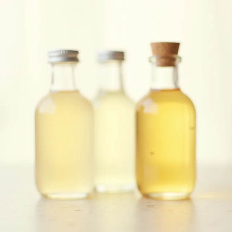 Variedade de tipos de vinagre para usar na secagem do esmalte.