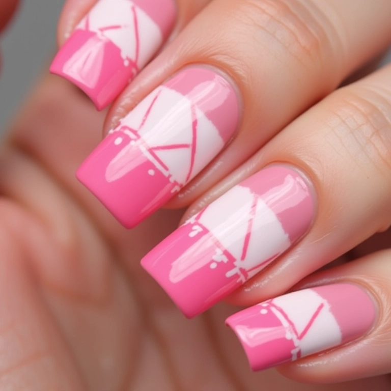 Listras Assimétricas em Rosa Pastel e Branco Giz - ideia