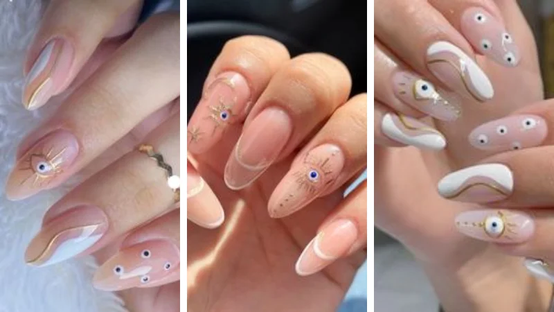 Unhas Decoradas com Olho Grego - ideia