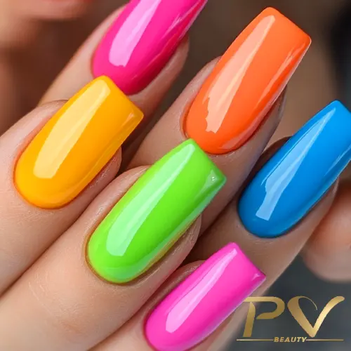 Unhas com Esmalte Neon: Cores Vibrantes para Destacar - detalhe