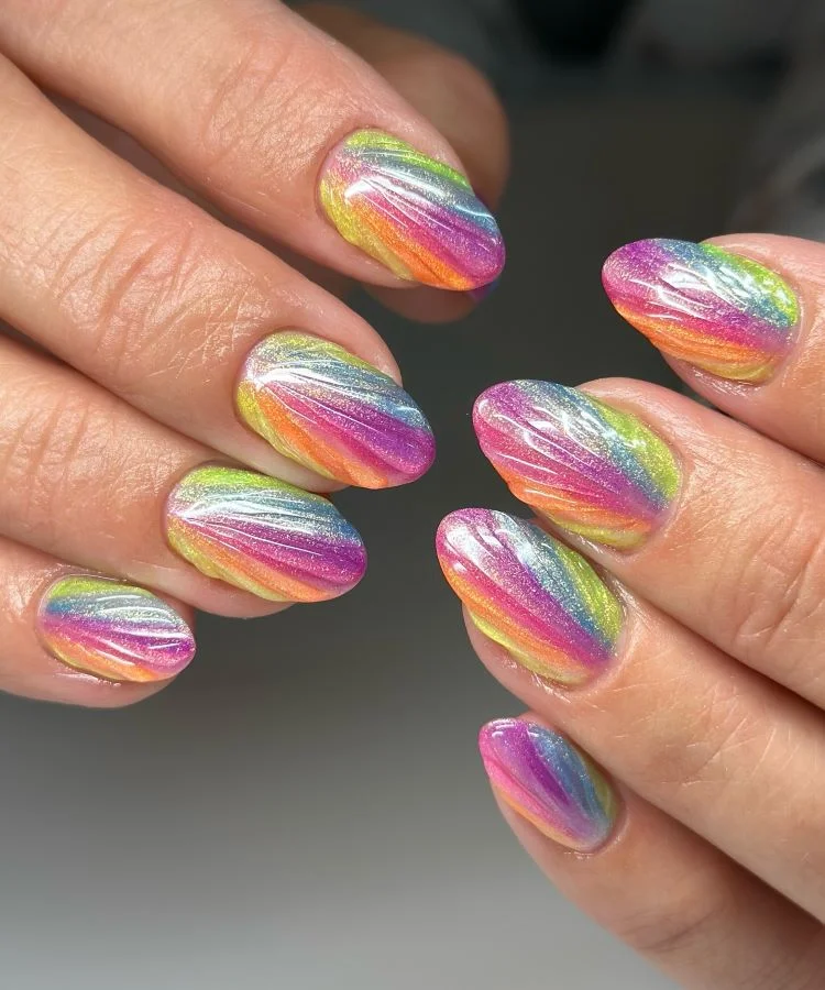 Listras Verticais Divertidas com Glitter Multicolorido Vibrante - detalhe