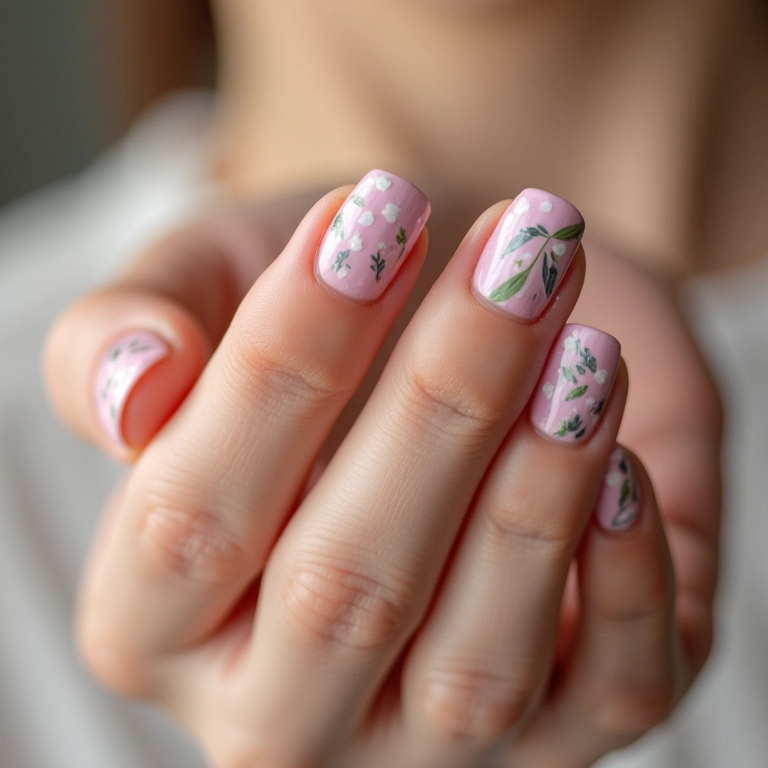Floral Delicado: A Natureza Pastel Desabrochando nas Unhas - inspiração