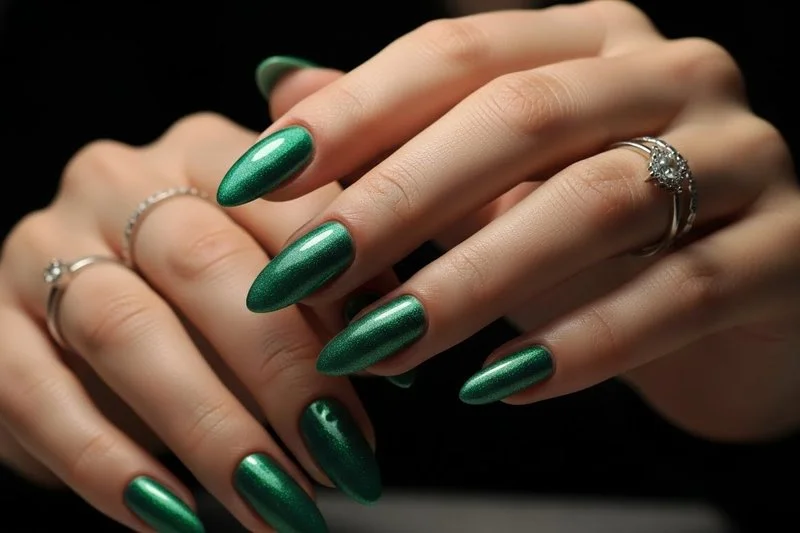 Verde Esmeralda Metalizado: Luxo e Brilho nas Suas Mãos - ideia