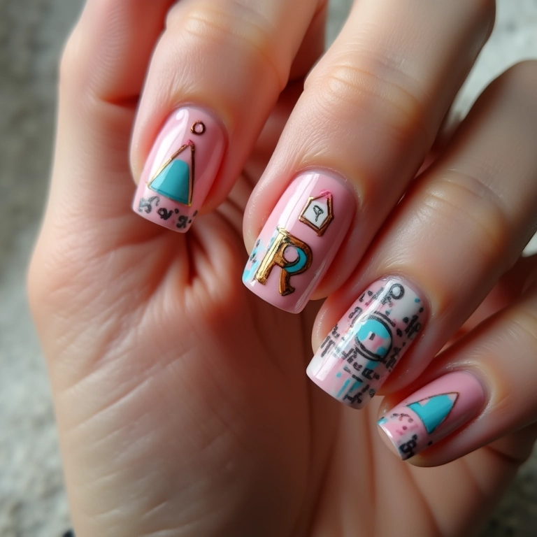 Geométrico Fun: Letras em Formas Abstratas e Cores Vivas - inspiração