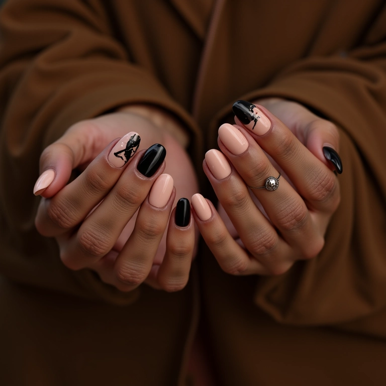 Preto e Nude Degradê: Transição Suave para um Visual Moderno - ideia