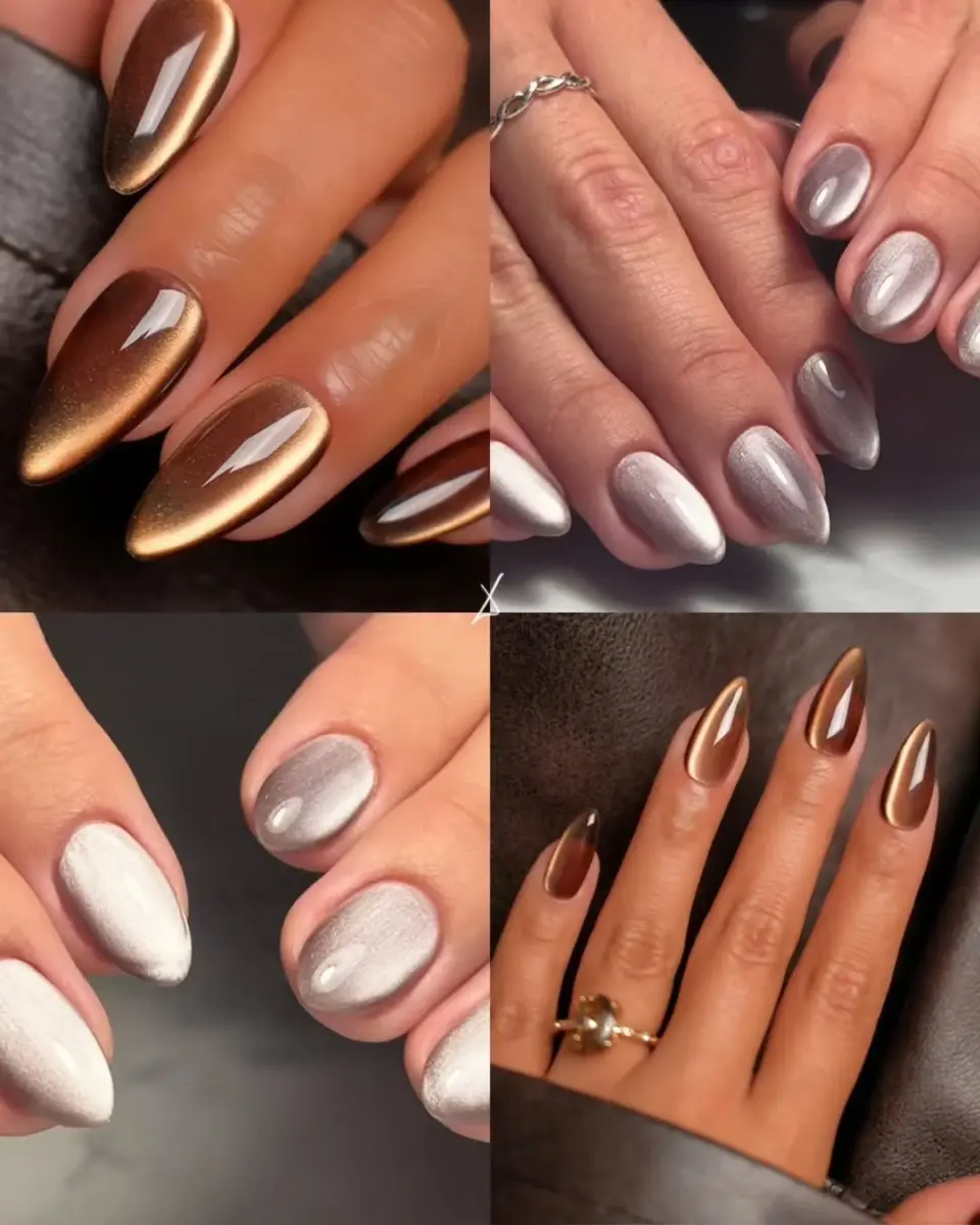 Cat Eye Dourado: Magnetismo nas Unhas - detalhe