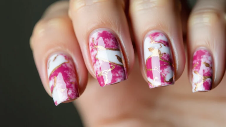 Efeito Mármore: Base Leitosa com Veios Rosa Quartzo e Dourado - inspiração