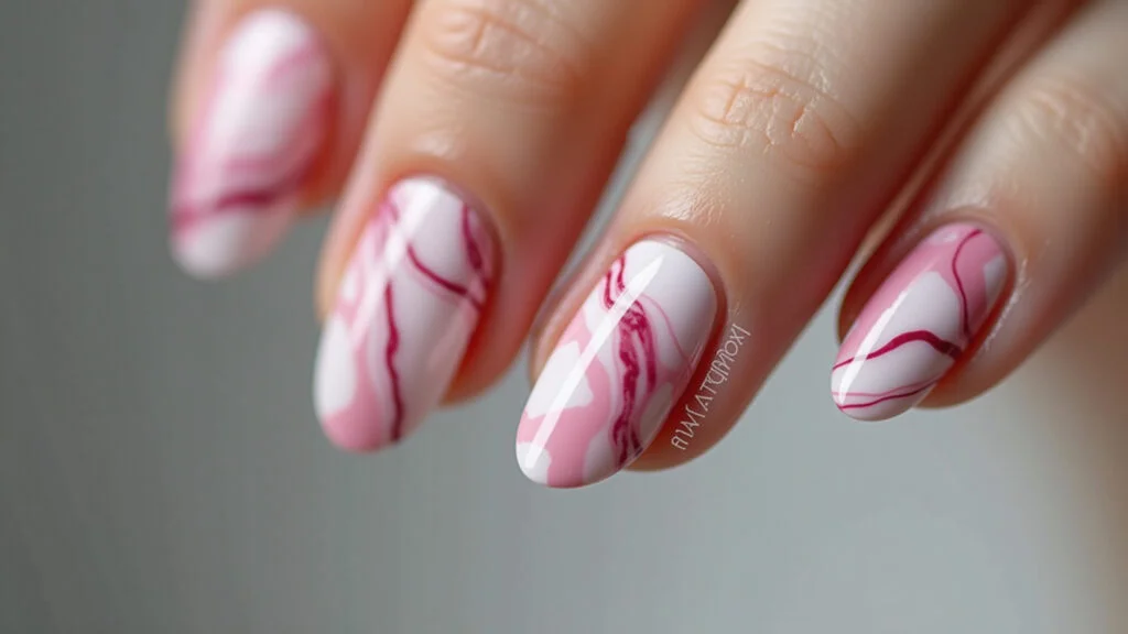 Efeito Mármore em Rosa Quartzo e Branco - detalhe