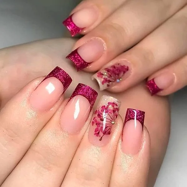 Francesinha de Gel com Design Floral: Romantismo em Cada Detalhe - inspiração