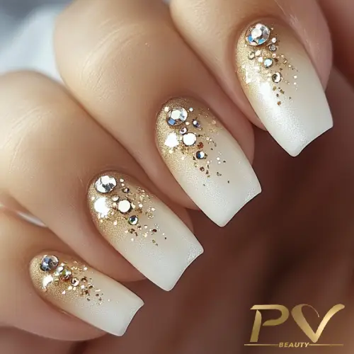 Dourado com Pedrarias: Unhas de Rainha - inspiração