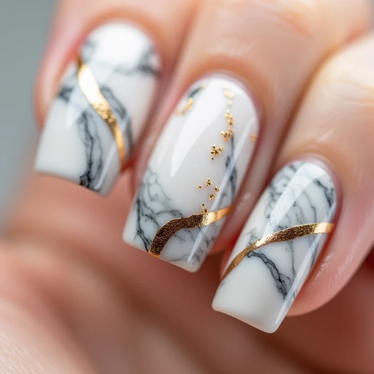 Unhas Decoradas com Efeito Mármore - detalhe