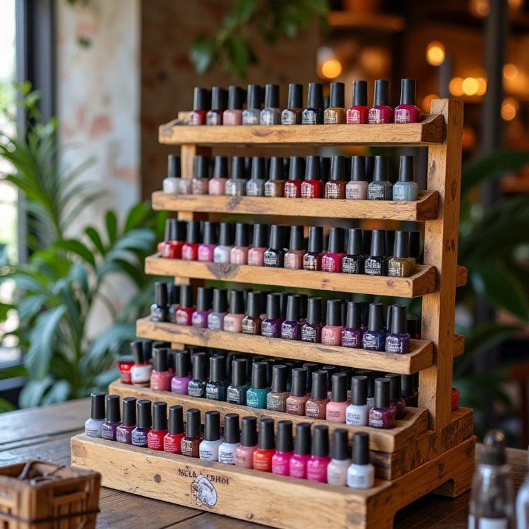 Elegância Rústica: Porta-Esmalte de Pallet Repaginado - inspiração