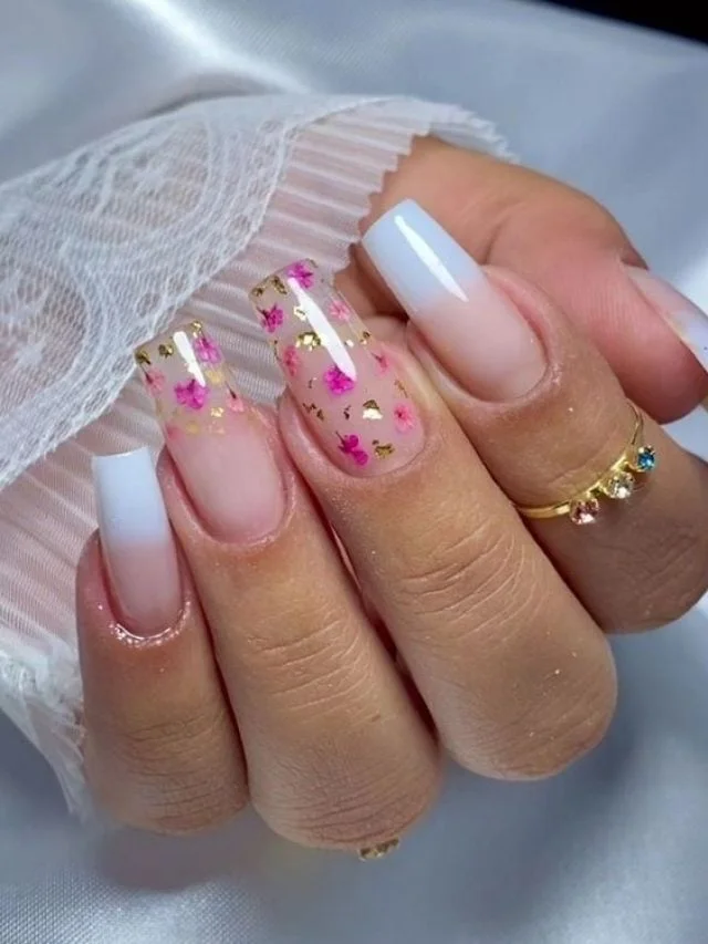 Delicadeza Floral: Unhas de Gel Decoradas com Flores - detalhe