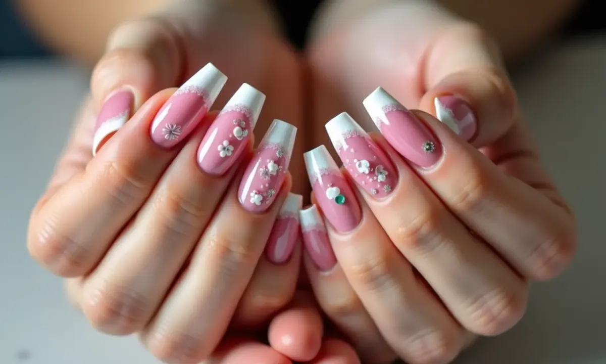 Francesinha de Gel com Design Floral: Romantismo em Cada Detalhe - ideia