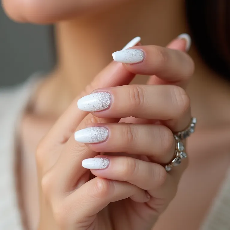 Branco Gelo Cremoso com Pontos de Luz Prata: Minimalismo Festivo - ideia