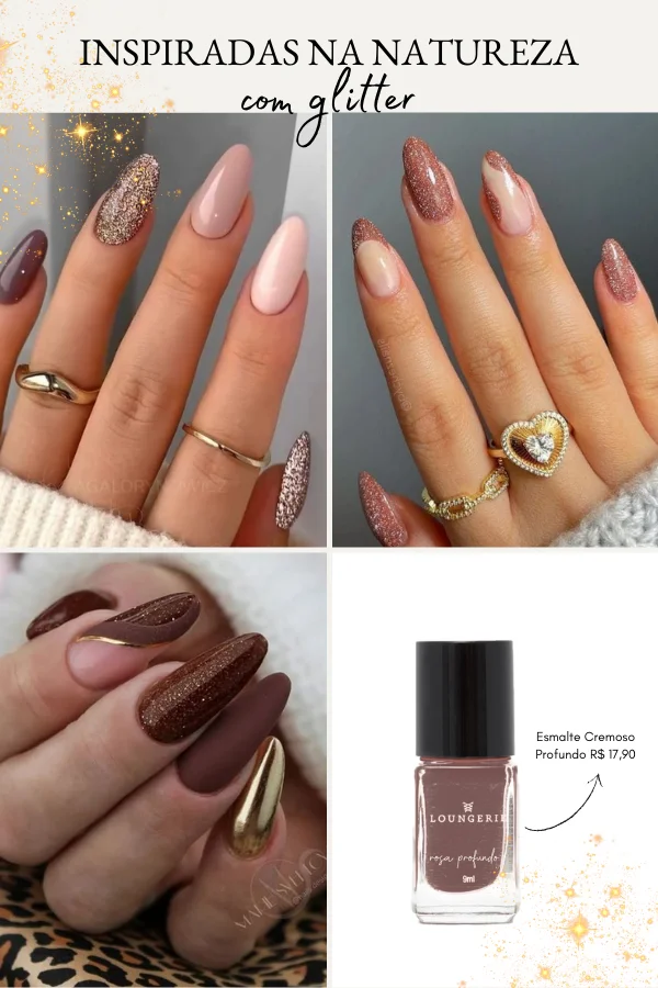 Unhas com Esmalte e Glitter: Brilho Glamouroso para Festas - detalhe