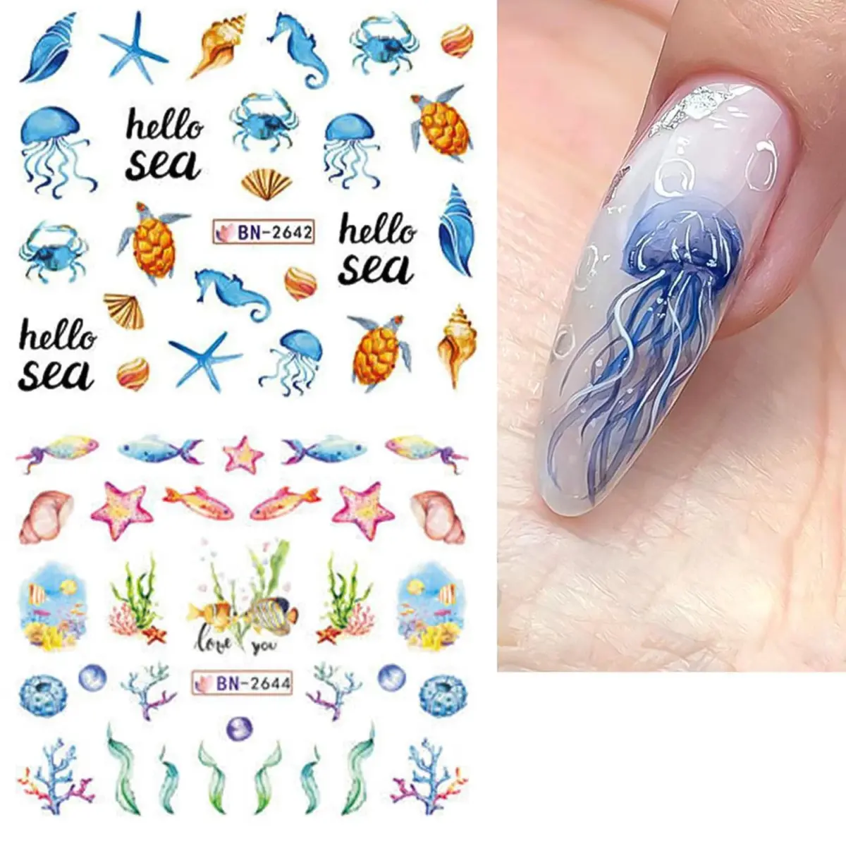 Unhas com Decalque de Água - inspiração