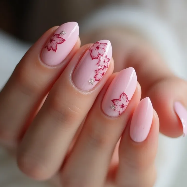 Unhas de Gel com Desenhos de Flores Delicadas: Romantismo em Detalhes - detalhe