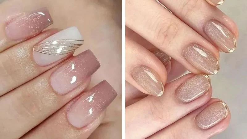 Nude Elegante com Flocos de Ouro - ideia