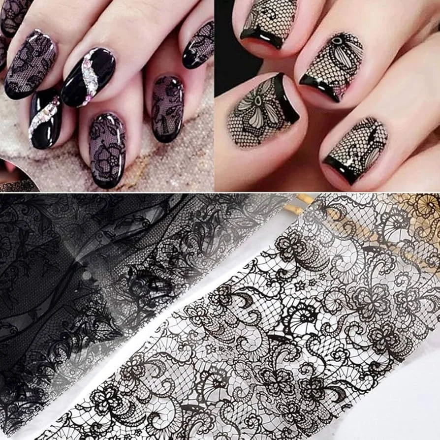 Preto Cremoso com Adesivos de Renda Floral - inspiração