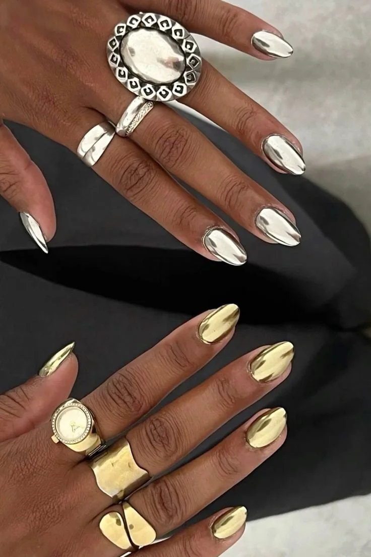 Nail Art Metalizada: Ouse com o Brilho do Ouro e da Prata - ideia