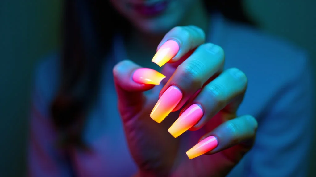 Vanguarda Neon: Unhas de Gel com Cores Vibrantes e Efeito Glow - ideia