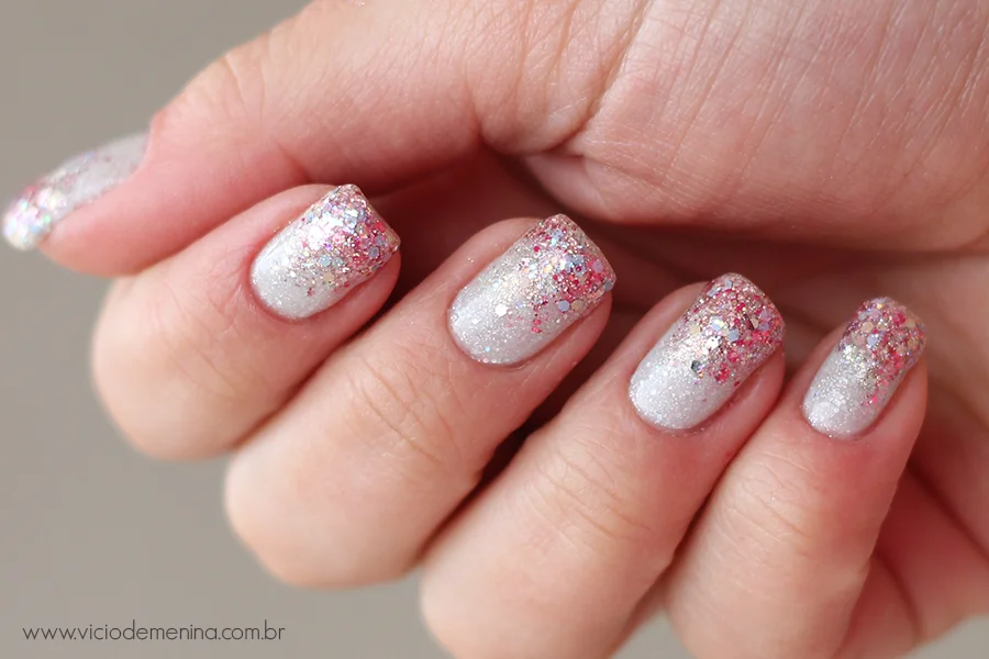 Unhas Decoradas com Ombré Glitterinado - detalhe