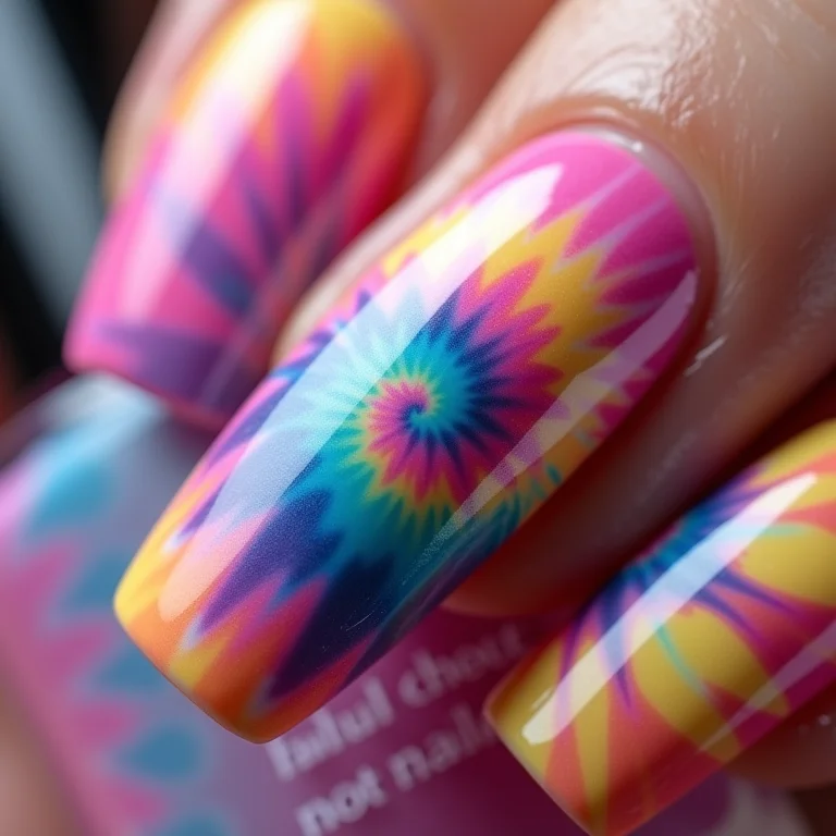 Unha Tie-Dye com Esmaltes Pastel: Cores Suaves e um Visual Hippie Chic - inspiração