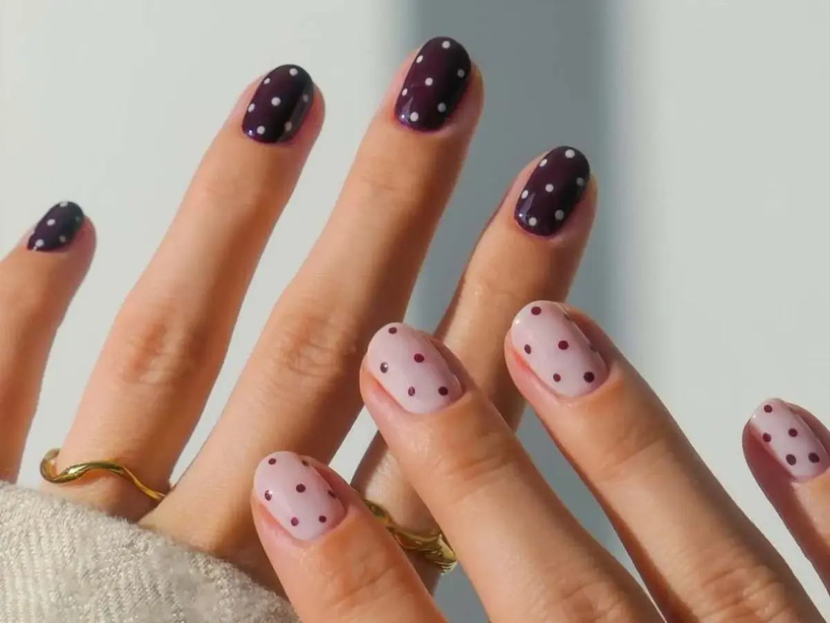 Poá Pastel Retrô: Charme Vintage nas Pontas dos Dedos - ideia