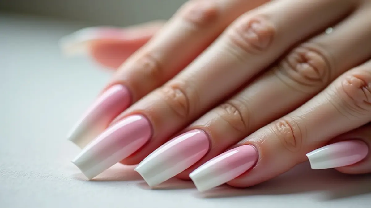 Listras Verticais: Rosa e Branco em Blocos com Top Coat Matte - detalhe