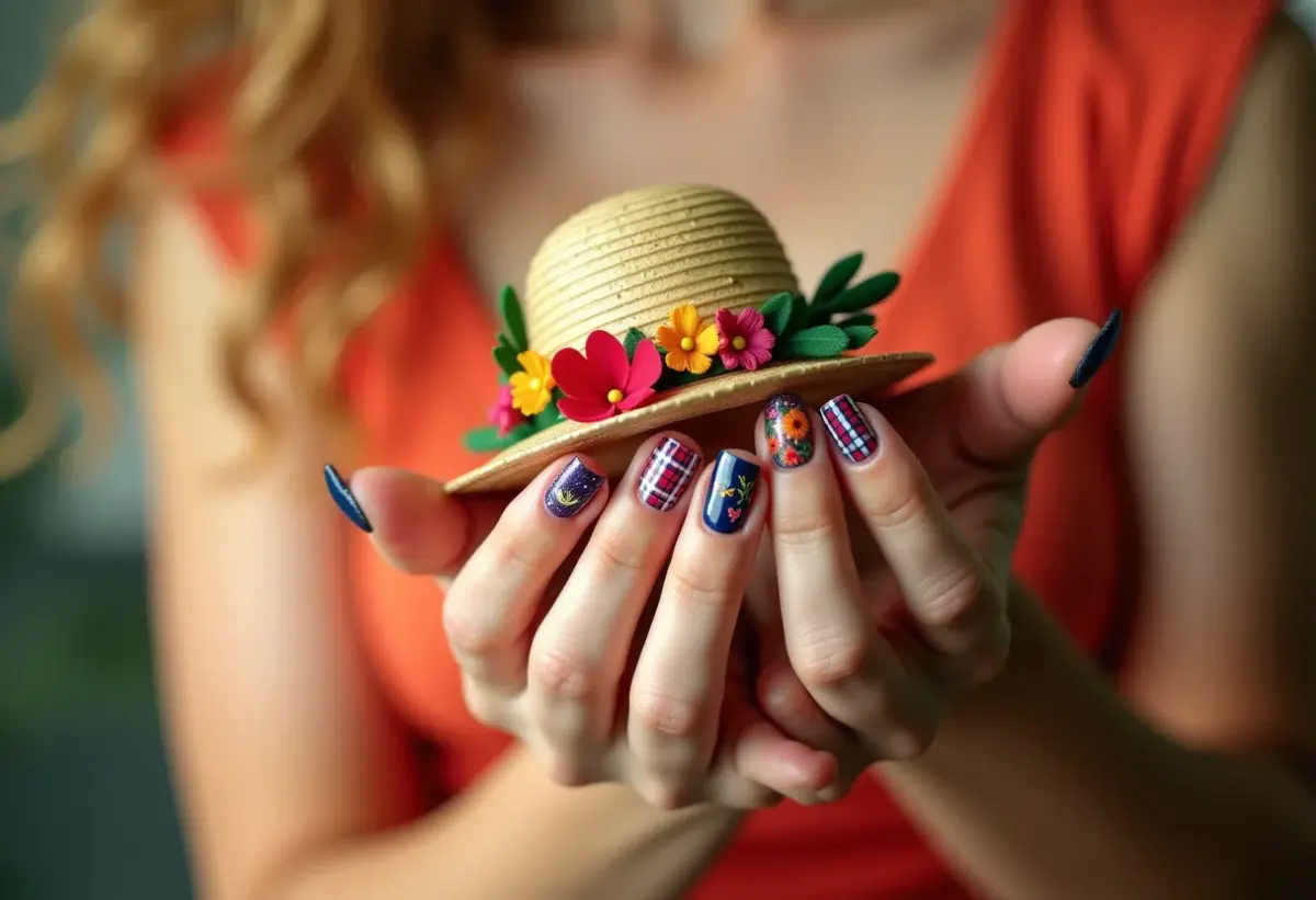 Xadrez Vibrante com Apliques de Chapéu de Palha - ideia