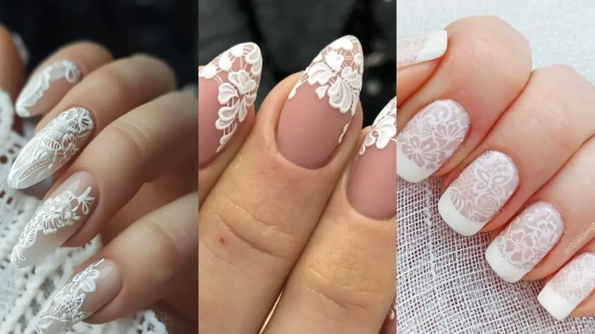 Filme de Unha com Renda Delicada: Elegância Artesanal - inspiração
