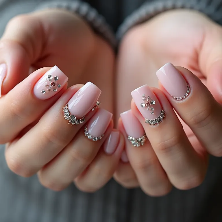 Glass Nails Esculpidas com Pedraria - ideia