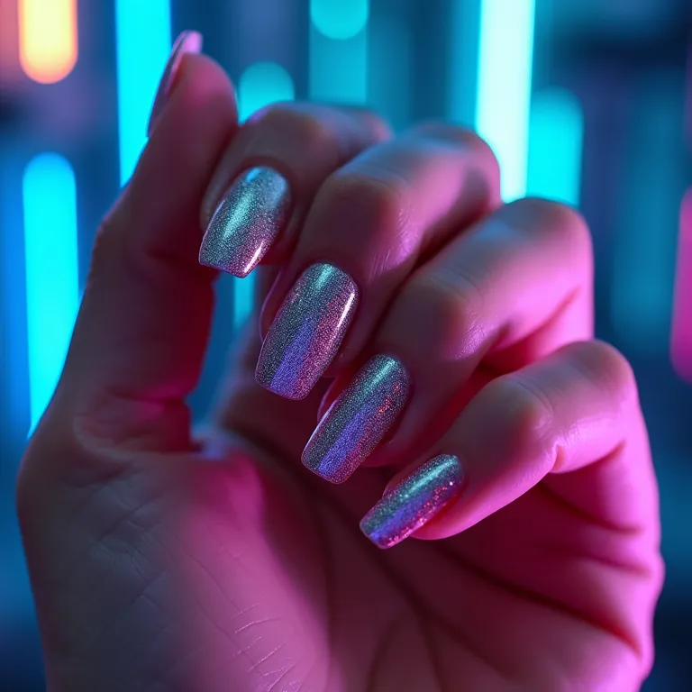 Glitter Holográfico: O Brilho do Futuro nas Suas Unhas - inspiração