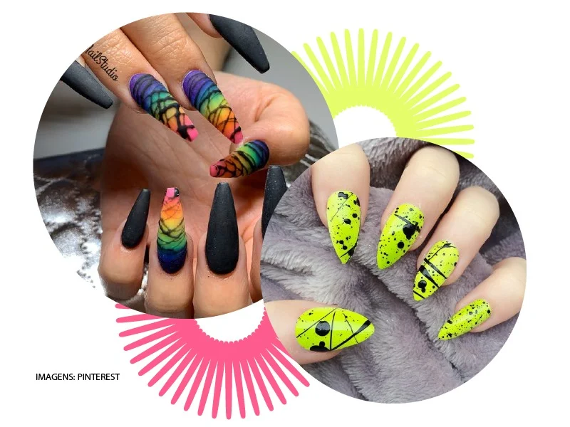 Efeito Teia de Aranha com Spider Gel: Ousadia Geométrica - ideia