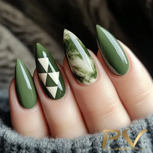 Marmorizado Verde e Branco: Elegância com Efeito Natural - detalhe