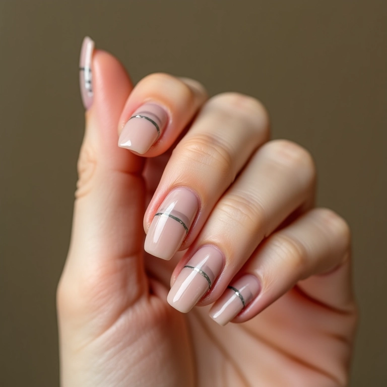 Unhas Minimalistas com Esmalte Geométrico: Elegância e Modernidade em Traços - detalhe