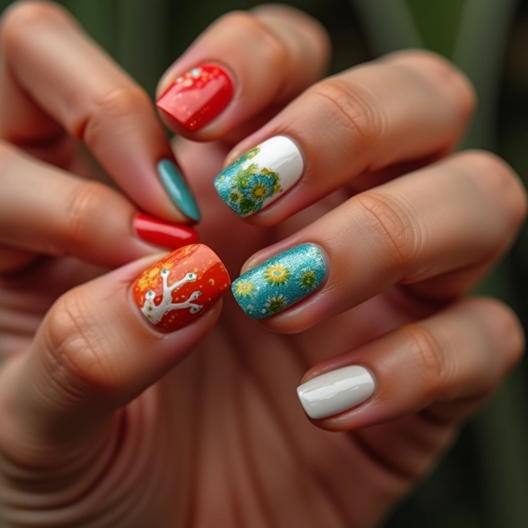Unhas Decoradas com Adesivos Temáticos: Praticidade e Estilo - detalhe